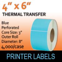 Thermal Transfer Labels Blue 4" x 6" Perf